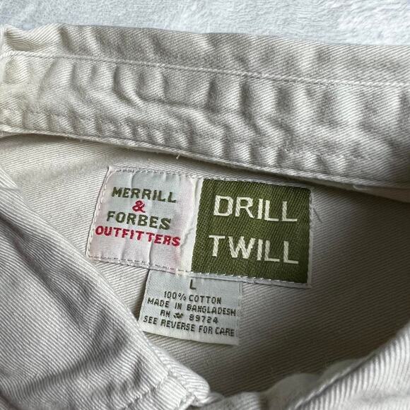 Merrill & Forbes Outfitter drill & twill Men’s Button Down Beige Shirt sz Large - Picture 5 of 7